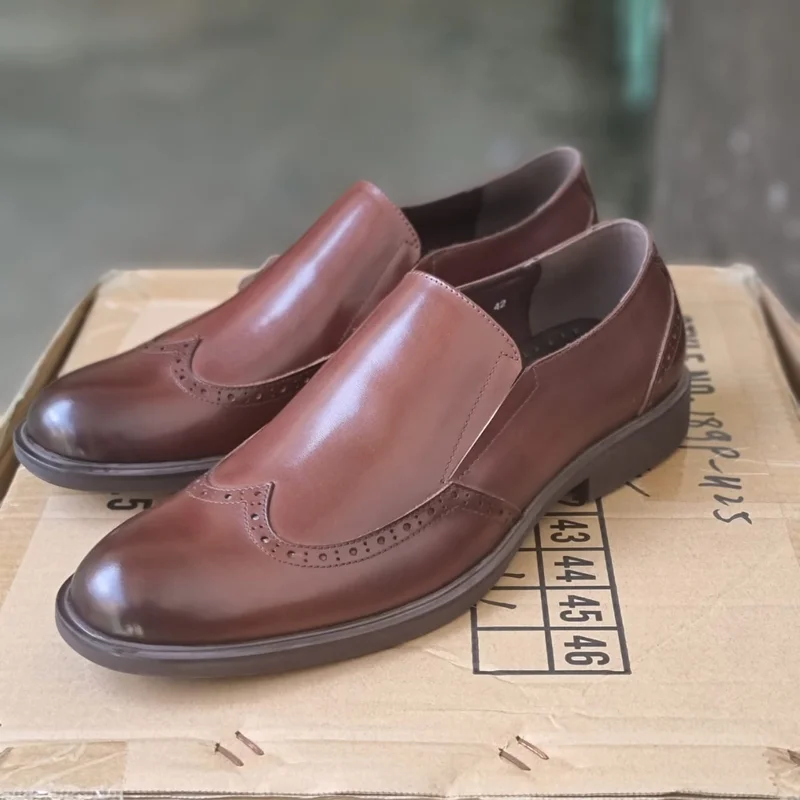 Nobby Cavalli Slipon Coffee Brogue Premium Leather Official Shoes