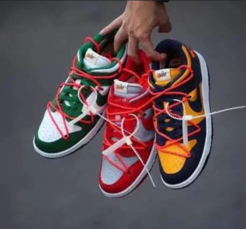 Off-White x Nike SB Dunk Low University Red Wolf Grey