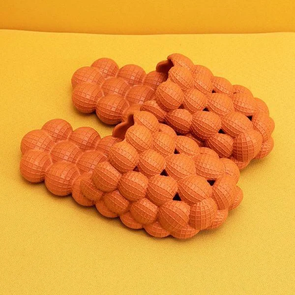 Orange Unisex Hollow Funny Lychee Non Slip Spa Soft Bubble Slides Slippers