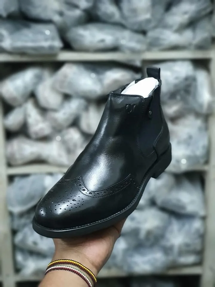 Oxford Slipon Official Billionaire Boots - Black Brogue Mens Shoes