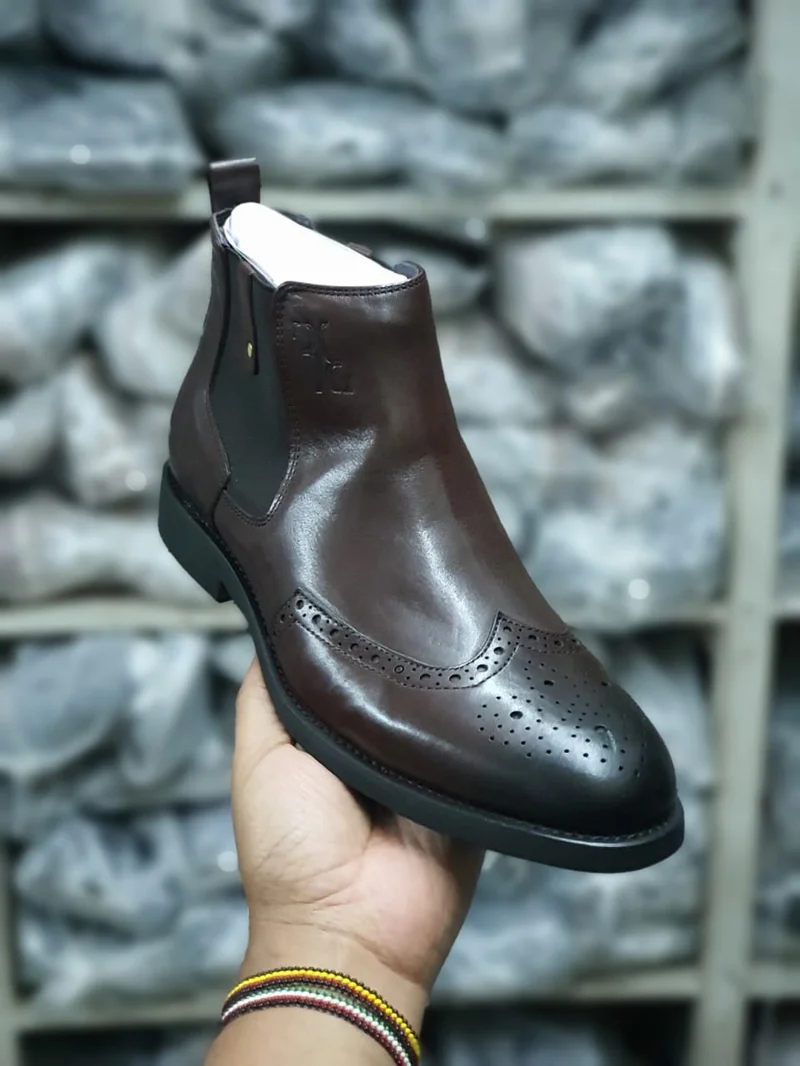 Oxford Slipon Official Billionaire Boots - Coffee Brown Brogue Mens Shoes