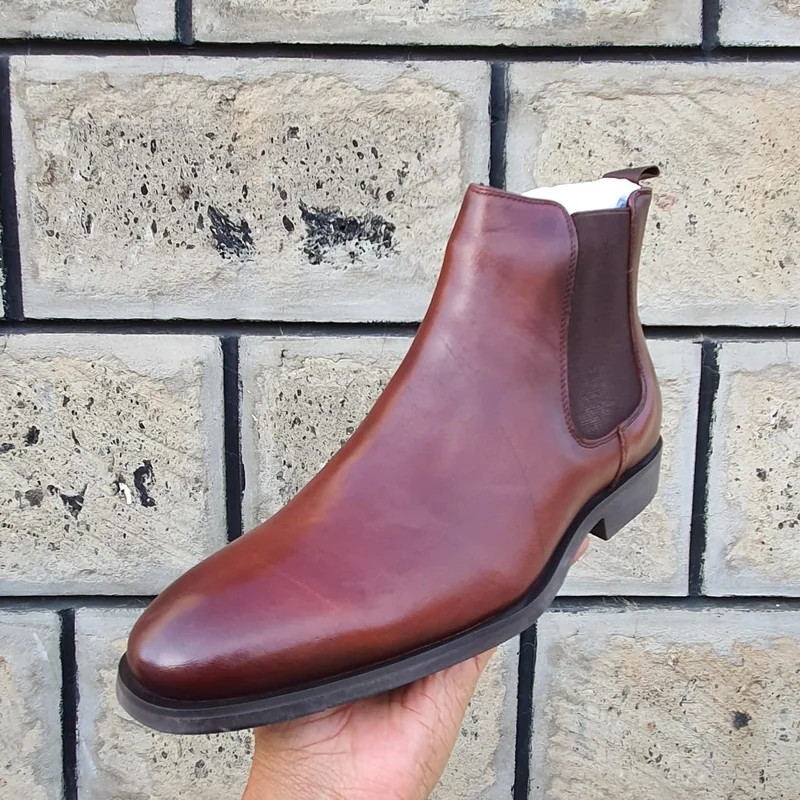 Oxford Slipon Official Leather Billionaire Boots - Brown Mens Premium Shoes