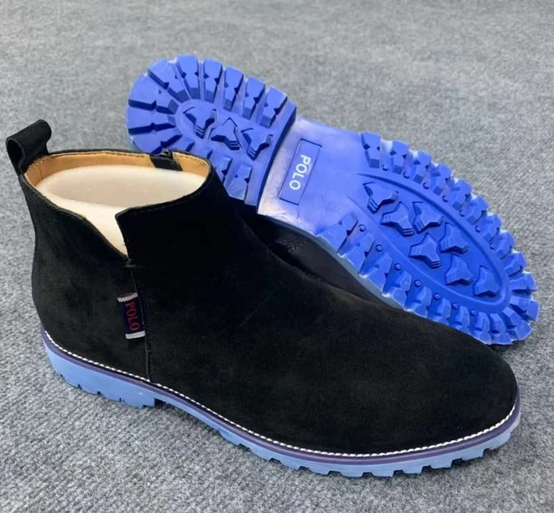 Polo Chelsea Leather Suede Boots Black