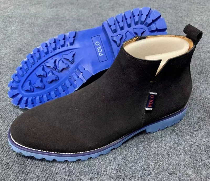 Polo Chelsea Leather Suede Boots Brown