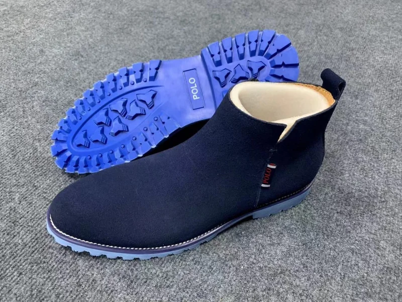 Polo Chelsea Leather Suede Boots Navy Blue