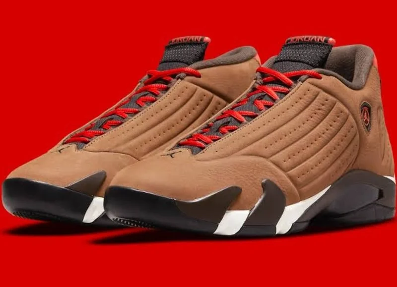 Air Jordan 14 Winterized Brown Red Sneakers