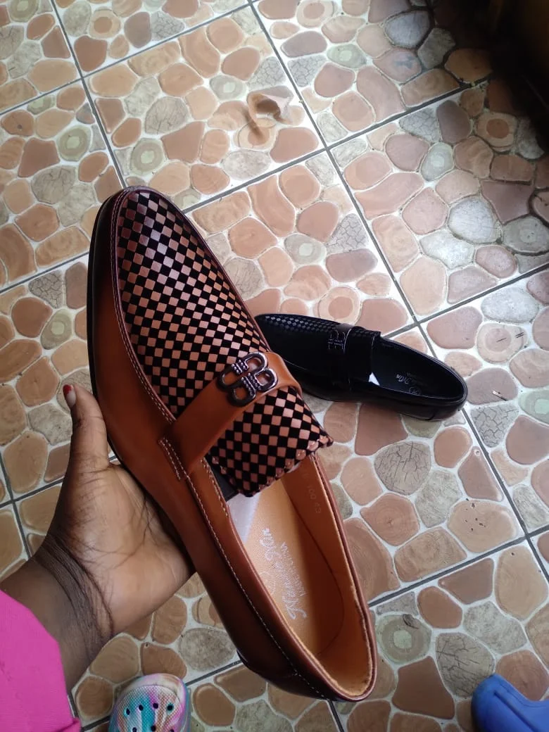 Premium Leather Brown Black Slipon Mens  Official Shoes