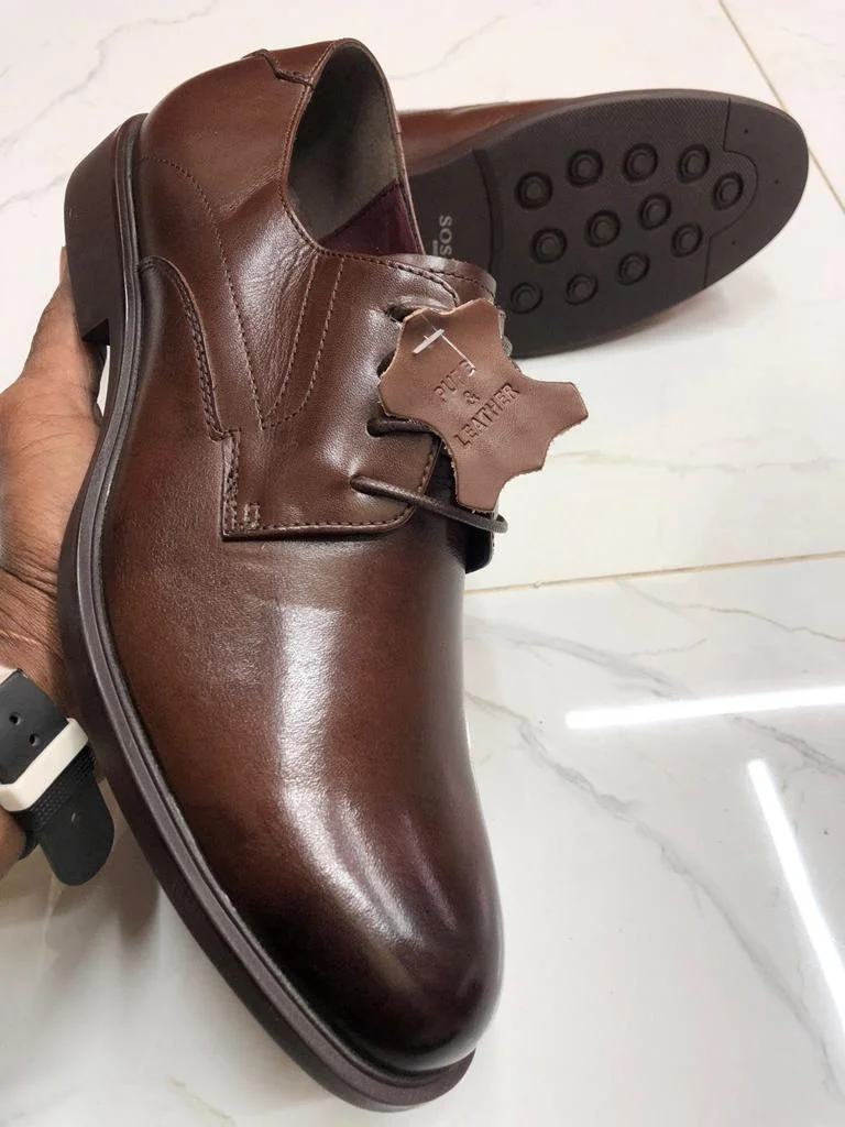 Premium Leather Laced up shoe SOS Brown Mens Oxford Official shoes