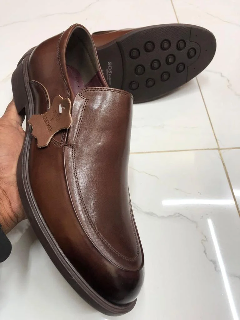Premium Leather Slipon shoe SOS Brown Mens Oxford Official shoes