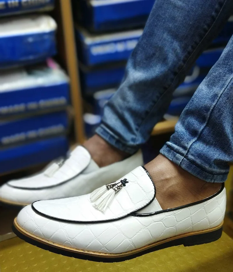 Premium Leather White Monk Slipon Mens  Official Shoes