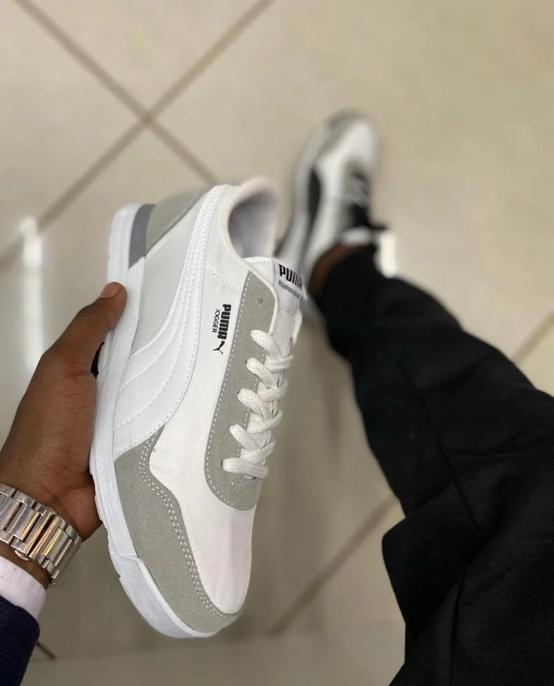 Puma Jogger  Sneakers White Grey Sports Shoe