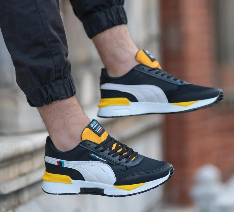 Puma Men's BMW MMS Motorsport X-ray 2 Sneaker track Shoes Grey/white/Yellow