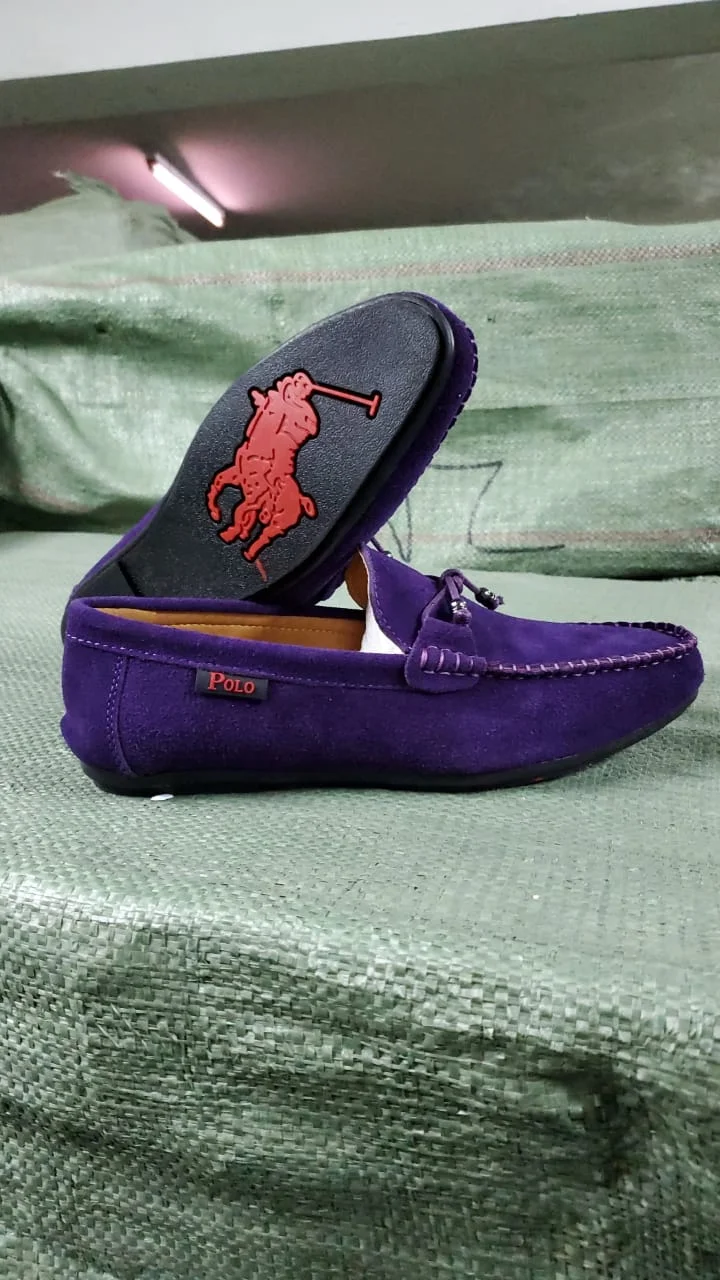 Purple Suede Polo Loafers Men Shoes Footwear