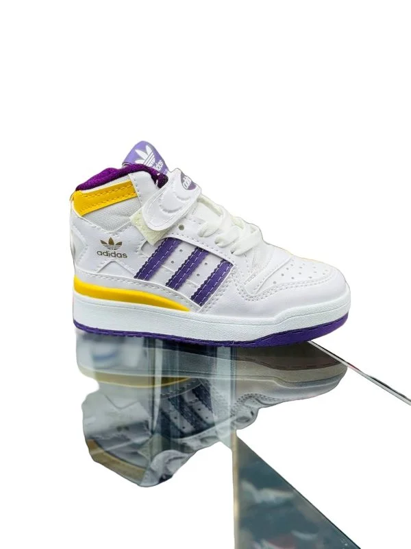 PURPLE – YELLOW   KIDS ADIDAS FORUM 84 MID TOP SNEAKERS
