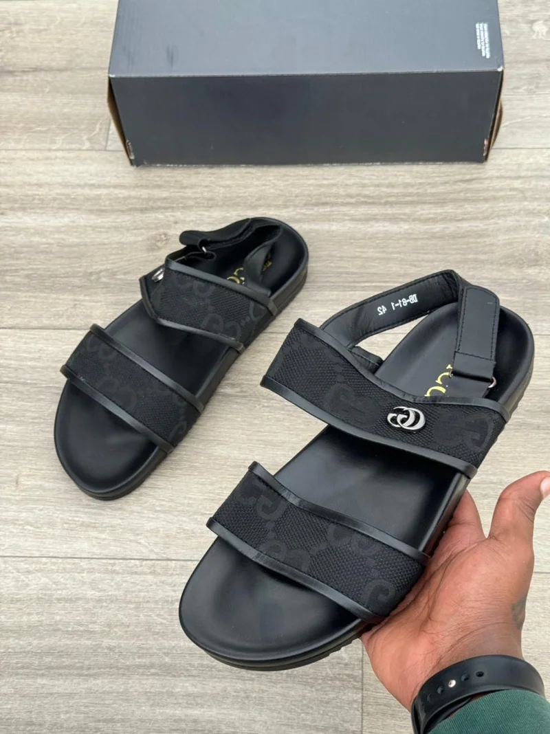 QUALITY LEATHER SANDALS-black