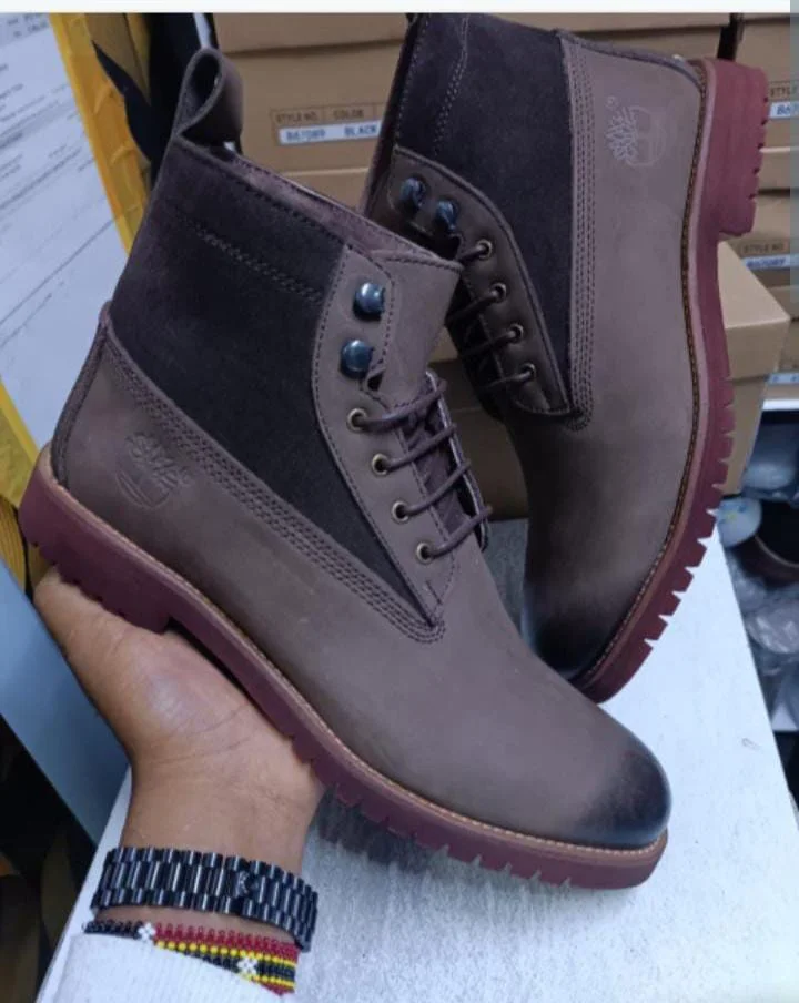 Quality Leather Timberland Men Casual Boots in Coffee Brown
