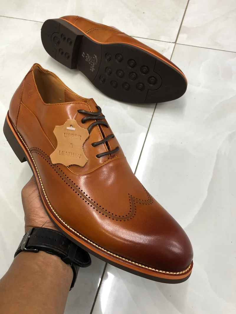 Quality Premium John Foster Lace up Leather Mens Official Shoes Brown