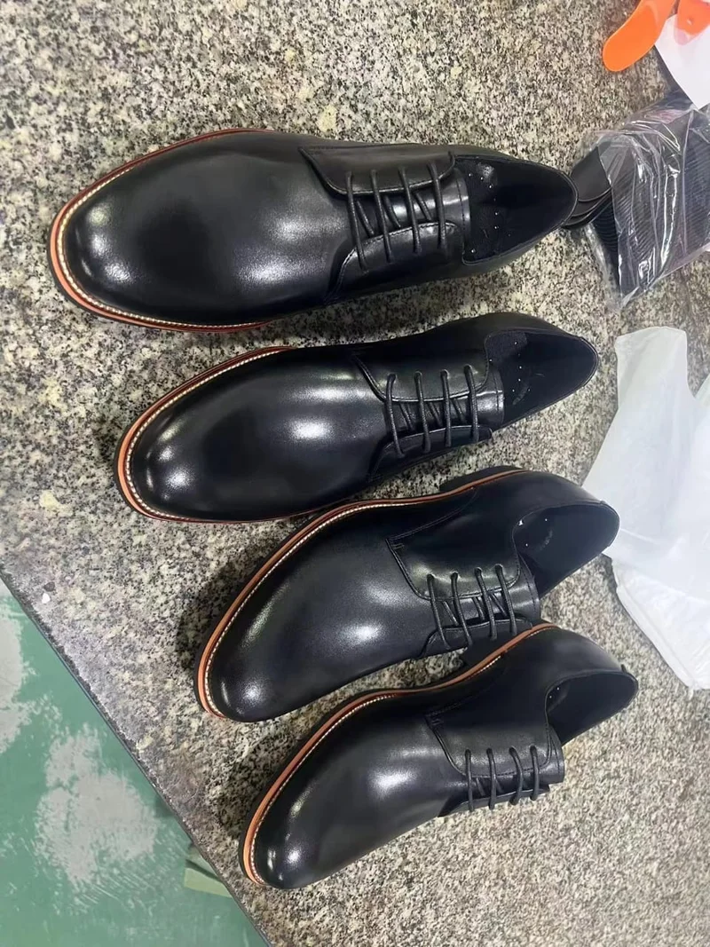 Quality Premium John Foster Laced Leather Black Mens Official Shoes