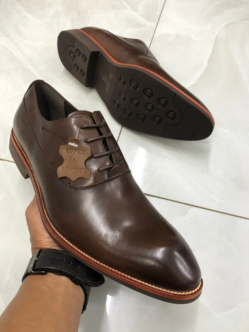 Quality Premium John Foster Laced Leather Dark Brown Mens Official Shoes
