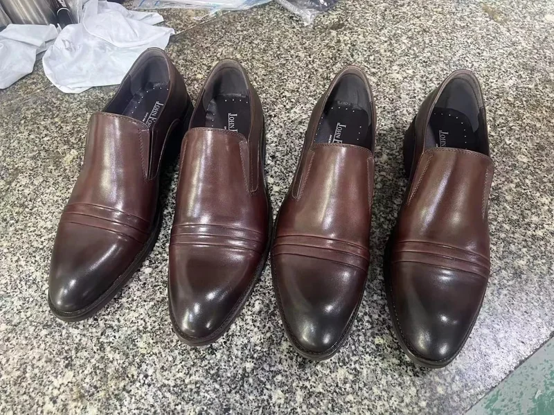 Quality Premium John Foster Slipon Leather Mens Official Shoes Dark Brown