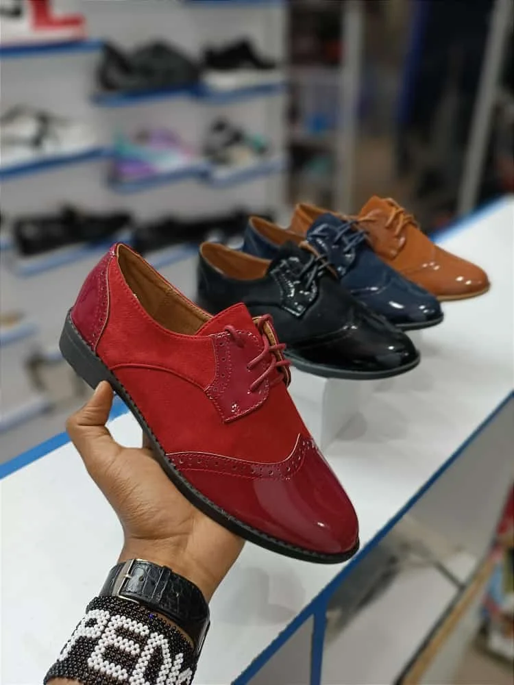 Red Women Official Brogue Lace up Ladies Shoes