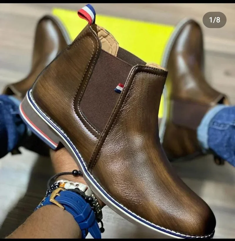 Redhill Genuine Leather Slipon Official Men Boots in Brown