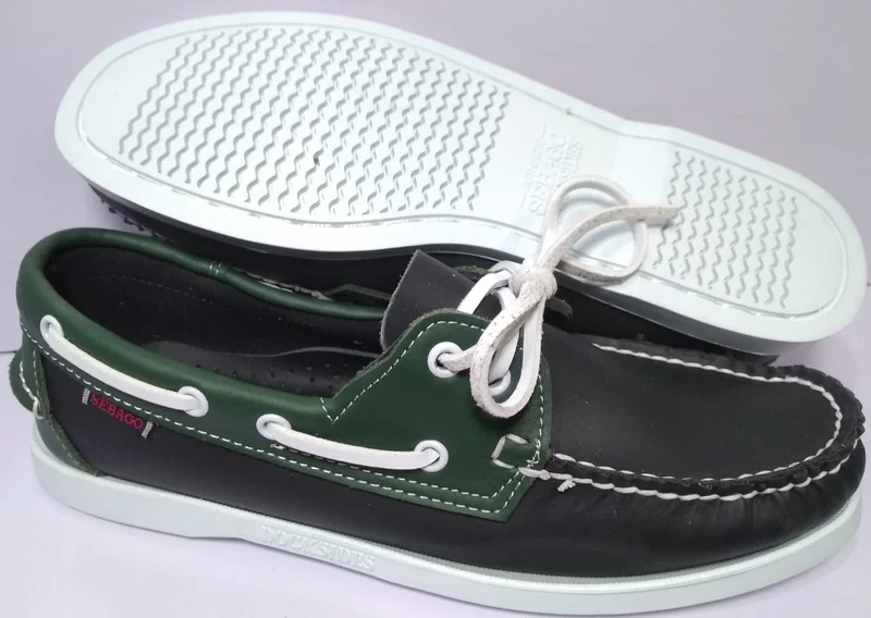 Sebago Docksides Black Green Boat Shoes