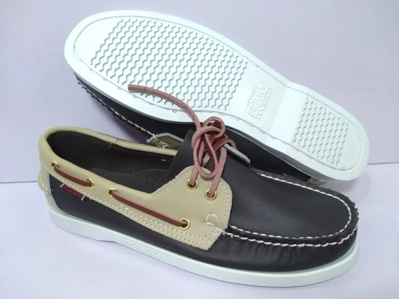 Sebago Docksides Black Grey Boat Shoes