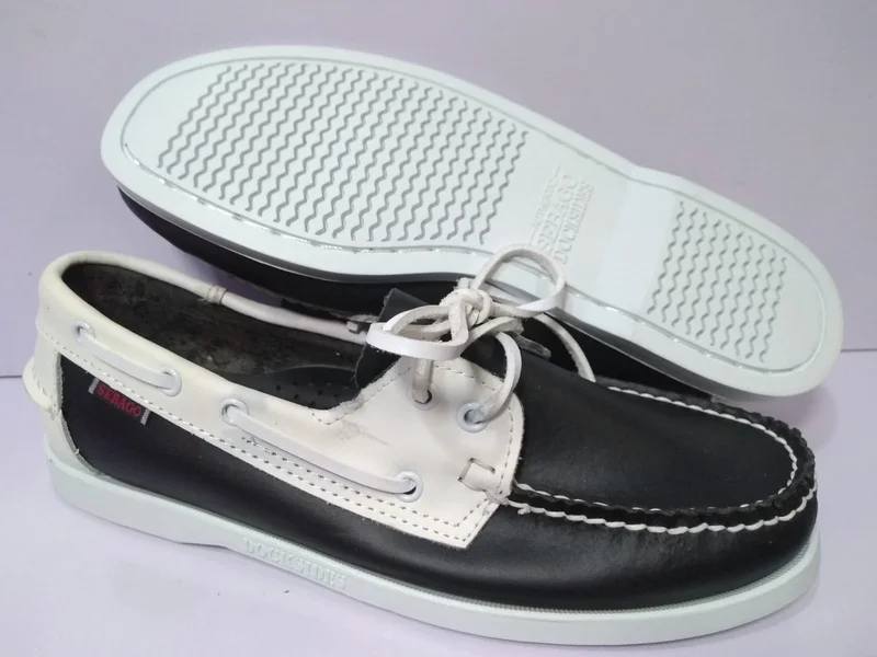 Sebago Docksides Black White Boat Shoes