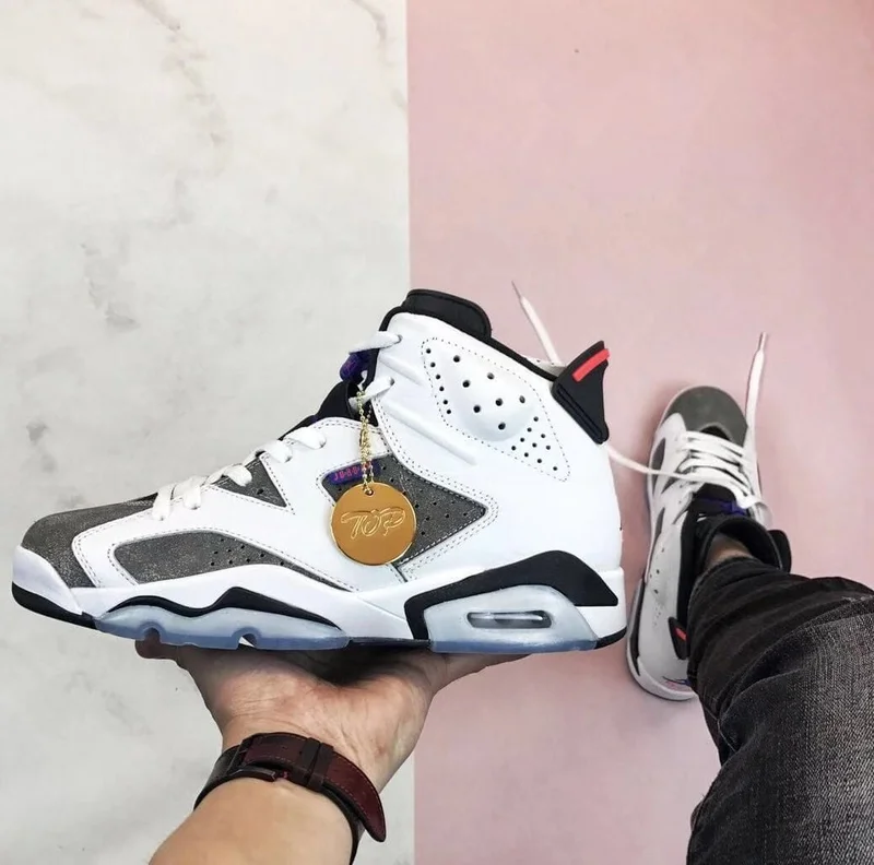 Air Jordan 6 “Cool Grey” White Lace Up Sneakers