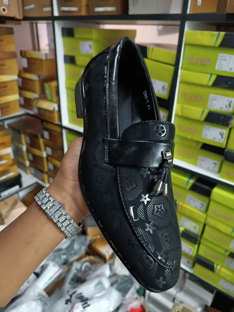 Slipon Black Louis Vuitton Leather Quality Official Shoes