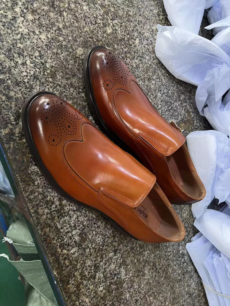 Slipon Brogue Right Man Premium Leather Official Shoes Men Shoes