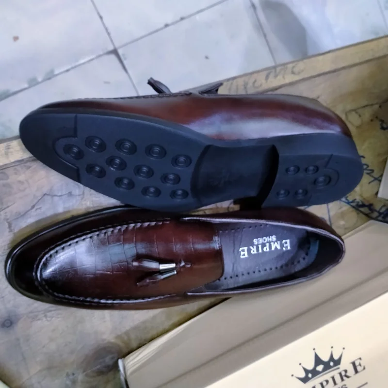 Slipon Kiltie Empire Shoe Design Premium Leather Official Shoes Men Coffee Brown