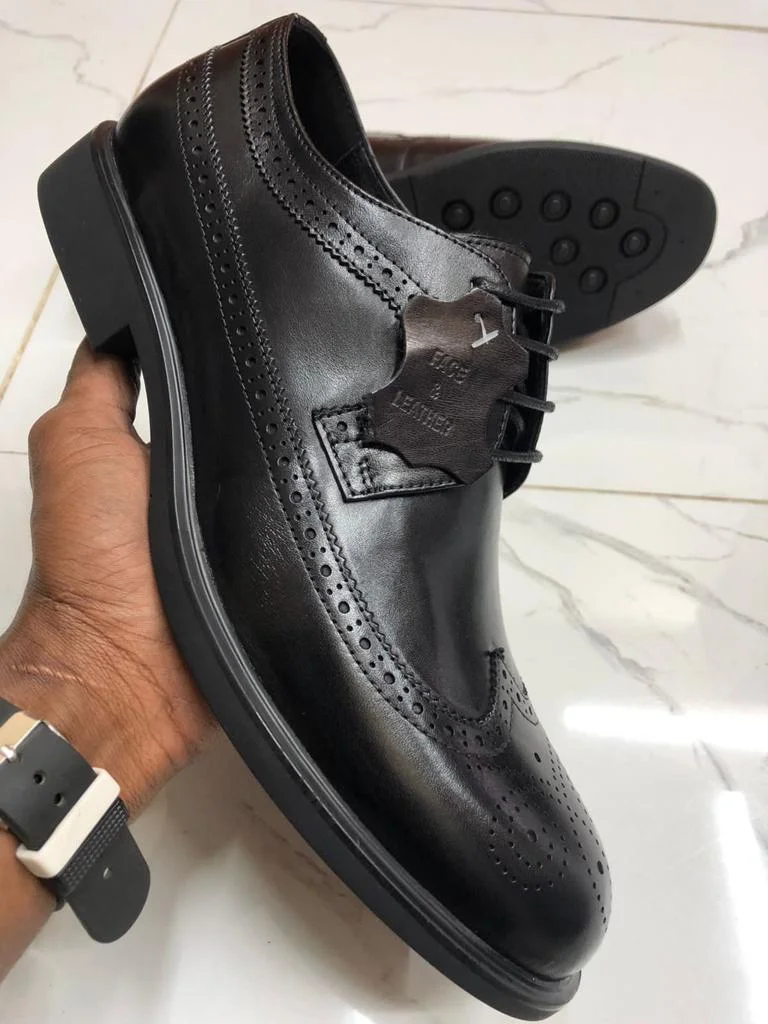 SOS Black Brogue Oxford Official Premium Leather Laced up shoe