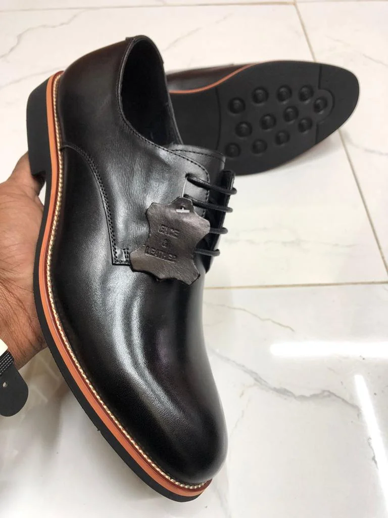 SOS Black Oxford Official Premium Leather Mens Laced up shoe