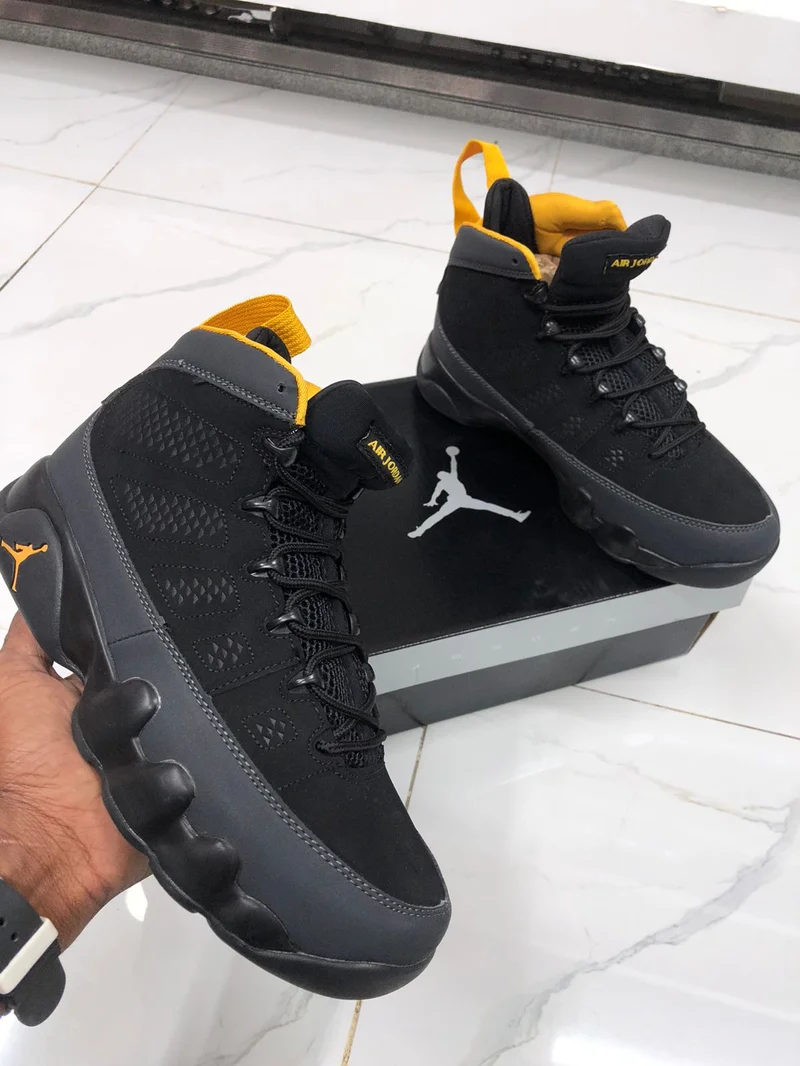 Air Jordan 9 Dark Charcoal “University Gold" Sneakers