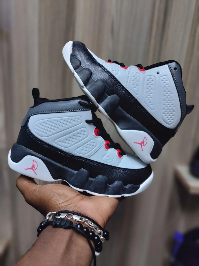 Air Jordan 9 Kids Retro Black and White Sneakers