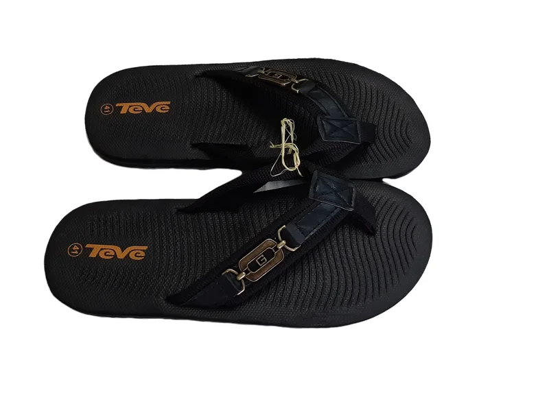 Tevec Smart Casual Thong Sandals-Black