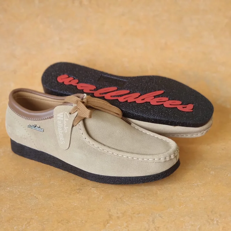 The Clarks Wallabee Cream White Suede Shoes Moccassins