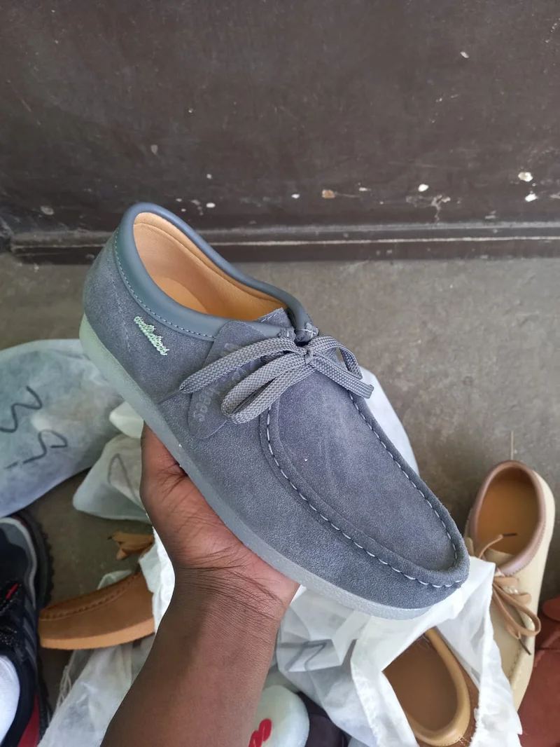 The Clarks Wallabee Grey Suede Moccasins Shoes