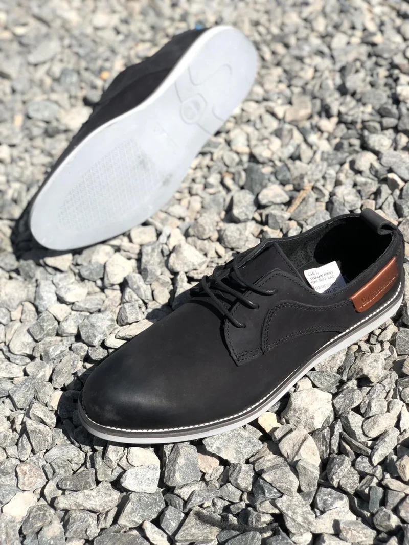 Timberland Casual Mens Leather Laced Black Gum Sole Shoes
