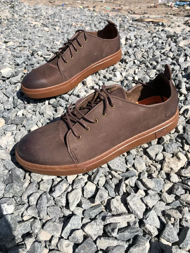 Timberland Casual Mens Leather Laced Shoes Coffee Brown Gum Sole Shoes