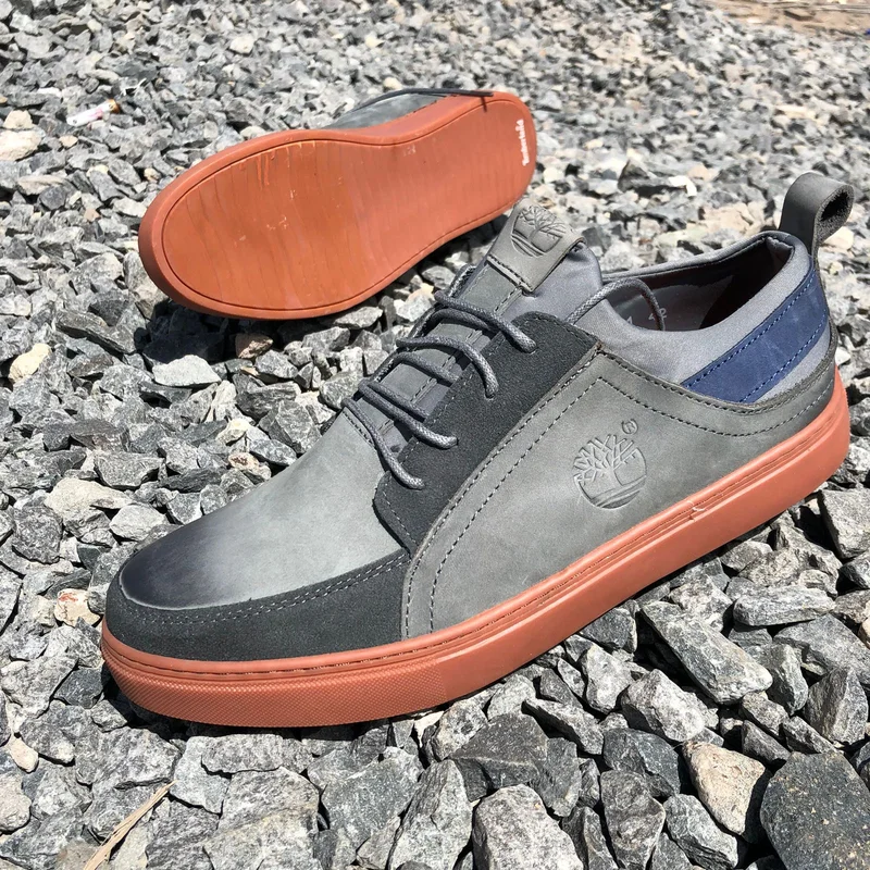 Timberland Casual Mens Leather Laced Shoes Gray Gum Sole Shoes