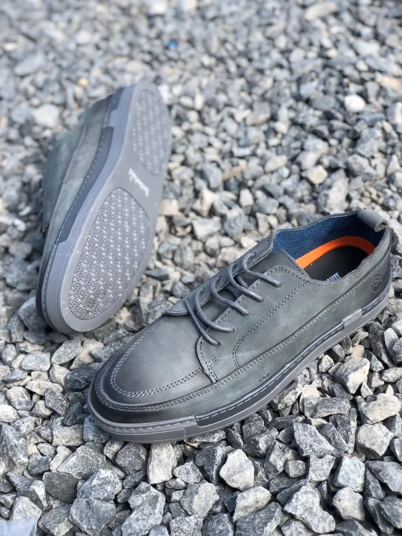 Timberland Casual Mens Leather Laced Shoes Grey Gum Sole Shoes