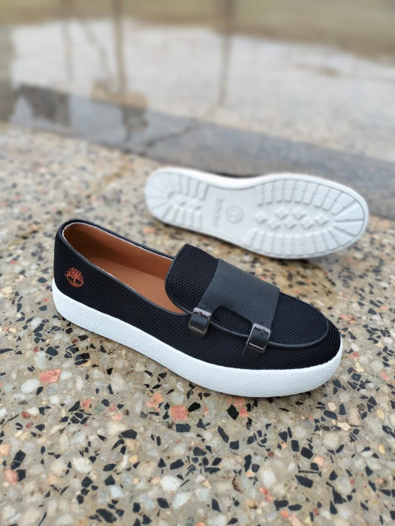 Timberland Double Buckle Black Leather Official Shoes