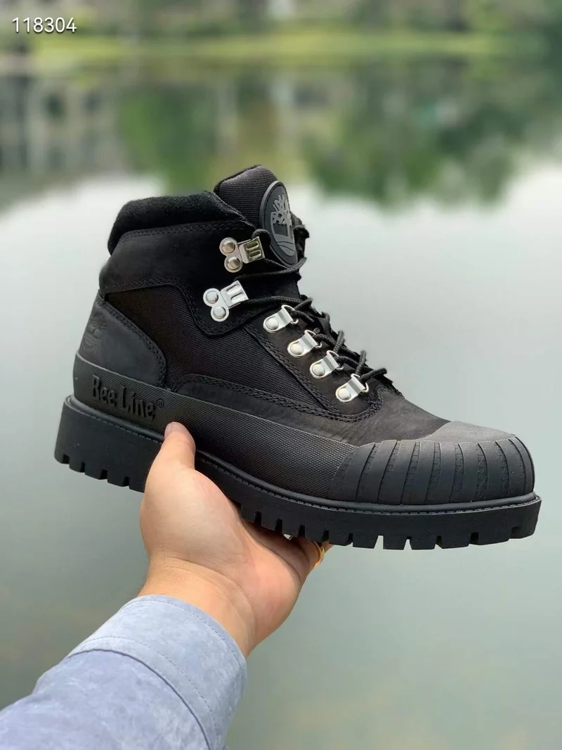 Timberland Heritage Boot Combat Boots in Black Synthetic Fibers