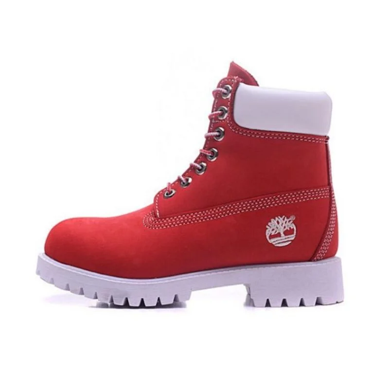 Timberland Red and White 6 Inch Unisex Waterproof Boots
