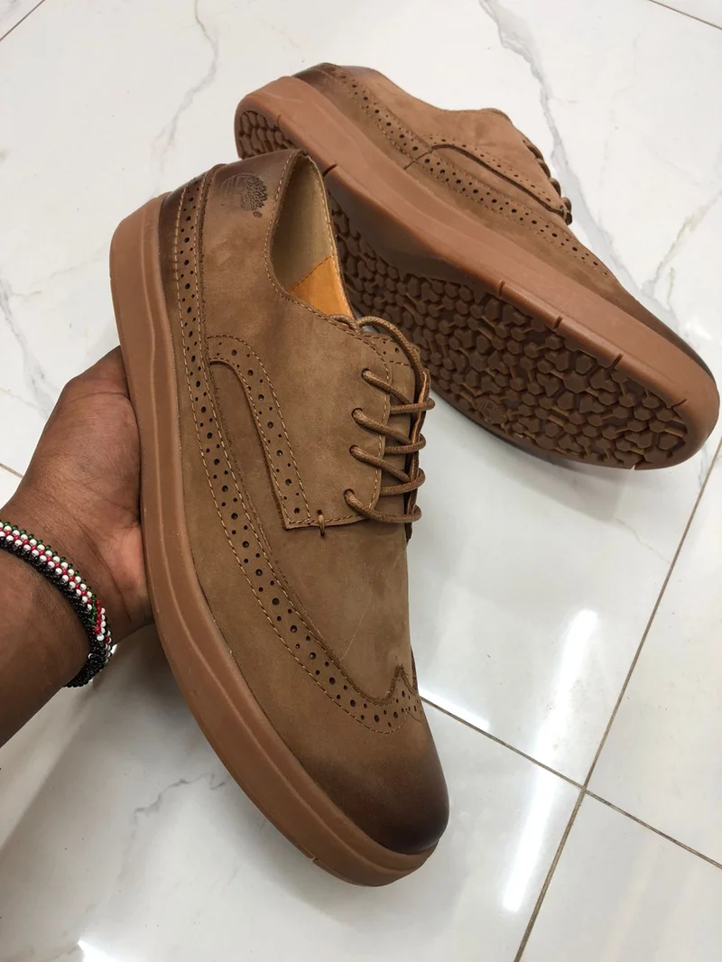Timberland Sneakers Casual Mens Rubber Laced Brogue Shoes Brown