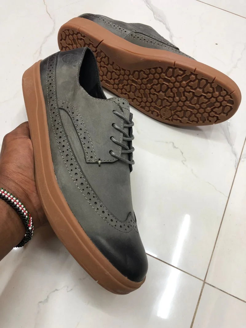 Timberland Sneakers Casual Mens Rubber Laced Brogue Shoes Grey