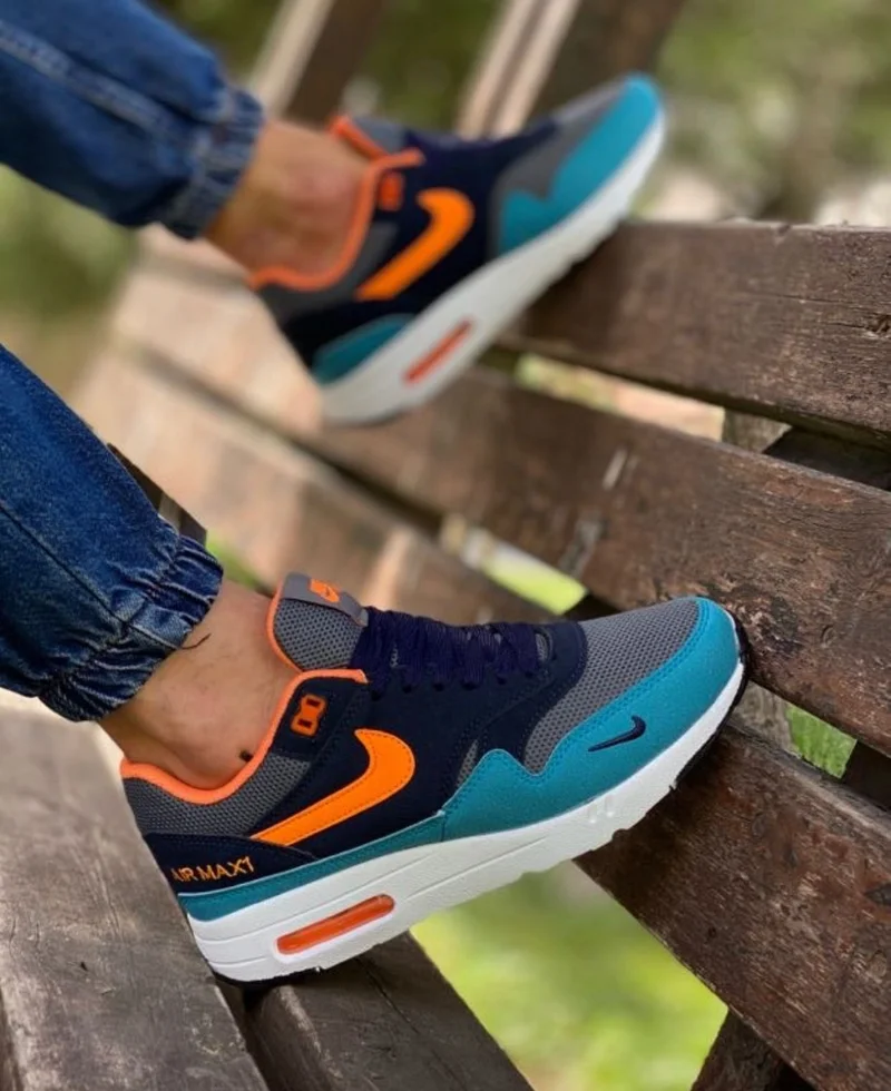 Air Max 1 Black/ White/ Green/ Orange/Grey Men's Sneakers